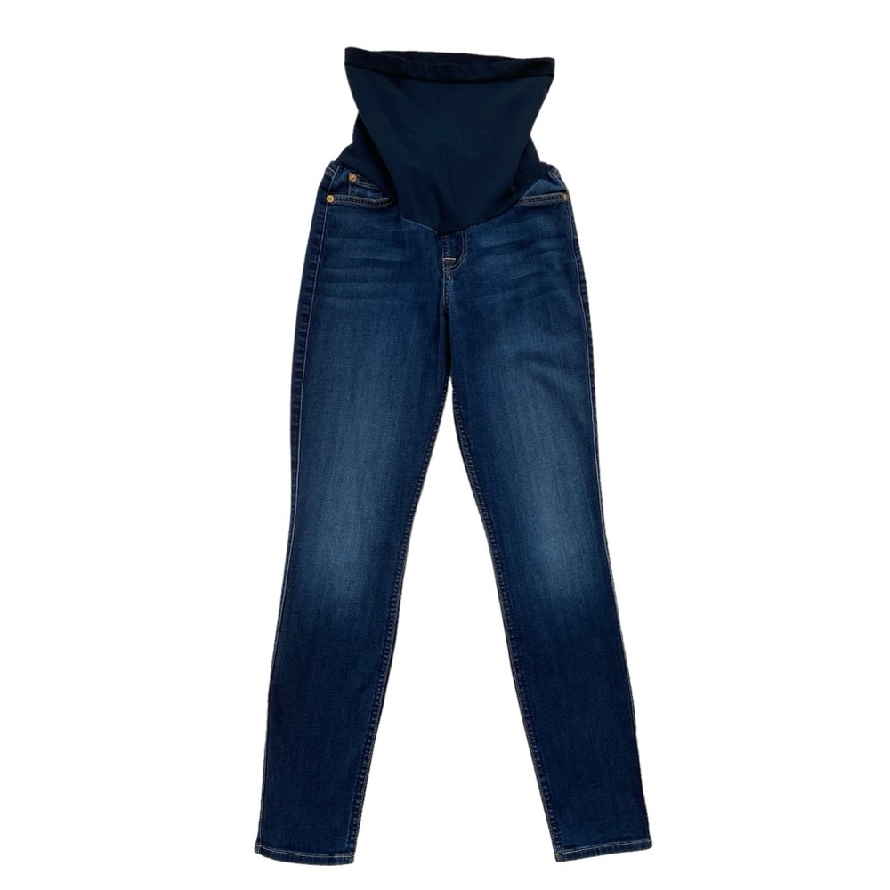 7 FAMK maternity jeans Secret fit belly style dark blue stretchy denim size 26